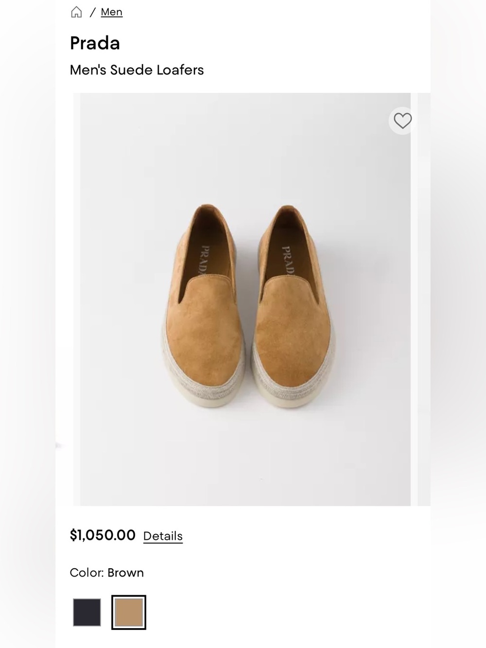 Prada Tan Suede Slip-On Loafers St. Tropez Espadrille